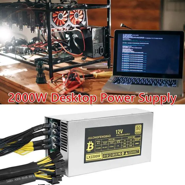 Alt view image 7 of 7 - GUMMMY 2200W Motherboard Desktop ETH Power Supply Unit for BTC Bitcoin Ethereum Miner Mining PC Power Unit Efficiency 6Pin