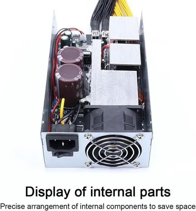 Alt view image 5 of 7 - 3200/2600/2400/2000W ETH Bitcoin Mining Power Supply 180-240V 10x6Pin 95% Efficiency Power Supply for Ethereum BTC Bitcoin Miner(2U 2600W)