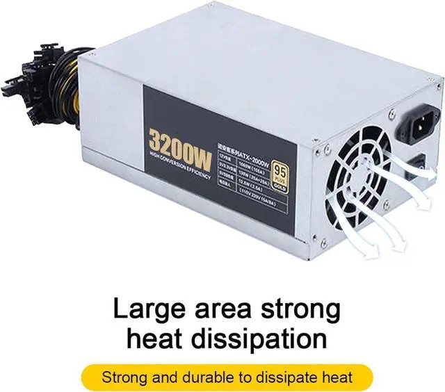 Alt view image 4 of 7 - 3200W/2600W/2400W/2000W ETH Mining Machine Power Supply 2U 10x6pin 95% Efficiency Support Multi-GPU for Bitcoin Mining(2000W)
