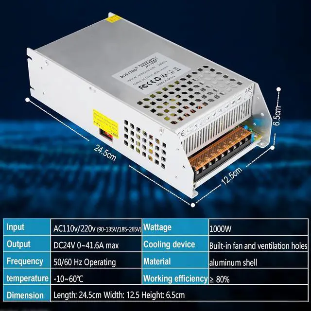 Alt view image 3 of 7 - DC 24V 41.6A 1000W Switching Power Supply SMPS AC 110V / 220V-DC 24V Transformer Adapter, for Medical Equipment,CNC,Computer Project of Industrial Power Supplies