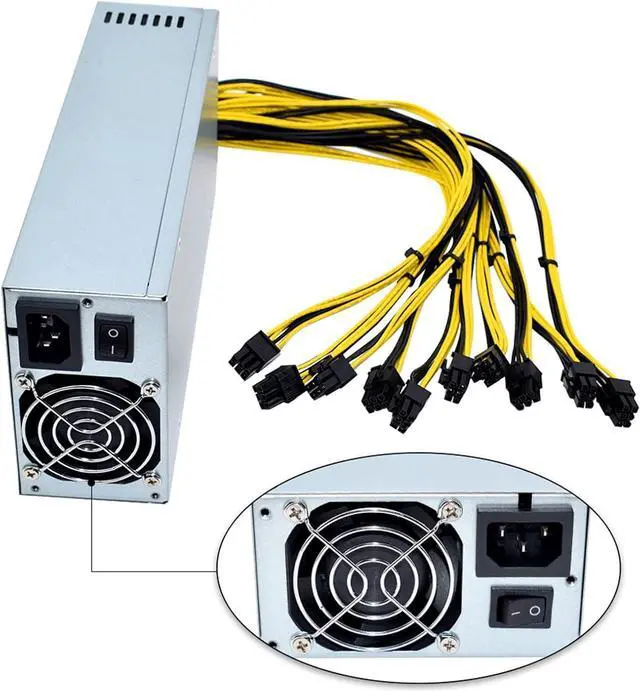 Alt view image 4 of 6 - INFRI 2000W 160V-240V ATX ETH BTC Mining Power Supply Mining Rig Power 10 PCS 6pin 12V GPU Power ETH Rig Ethereum Miner S9 S7 L3+
