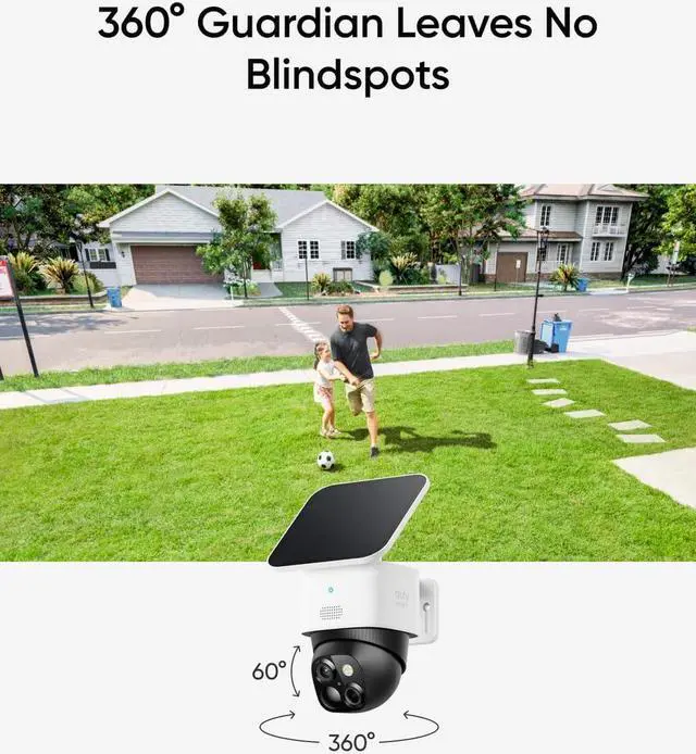 Alt view image 4 of 6 - eufy Security SoloCam S340, Solar Security Cameras Wireless Outdoor, Cameras for Home Security, 360° Pan & Tilt Surveillance, No Blind Spots, 2.4 GHz Wi-Fi, No Monthly Fee, HomeBase S380 Compatible