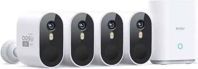 Main image of AOSU Security Cameras Outdoor Wireless, 4-Cam-Kit, 166° Ultra-Wide-Angle, Battery Powered, No Subscription, Home Security Cameras System with 2K Color Night Vision, Spotlight, Easy Setup, Motion Alert