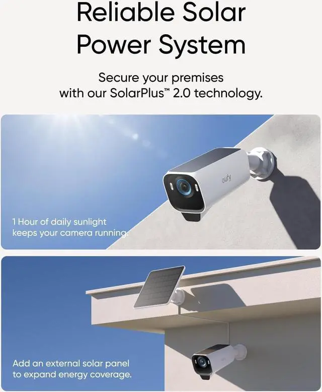 Alt view image 4 of 7 - eufy Security eufyCam S3 Pro Add-on Cam, Solar Camera Outdoor Wireless, MaxColor Night Vision, 4K Security Camera with Solar Panel, Face Recognition AI, Expandable Local Storage, No Monthly Fee