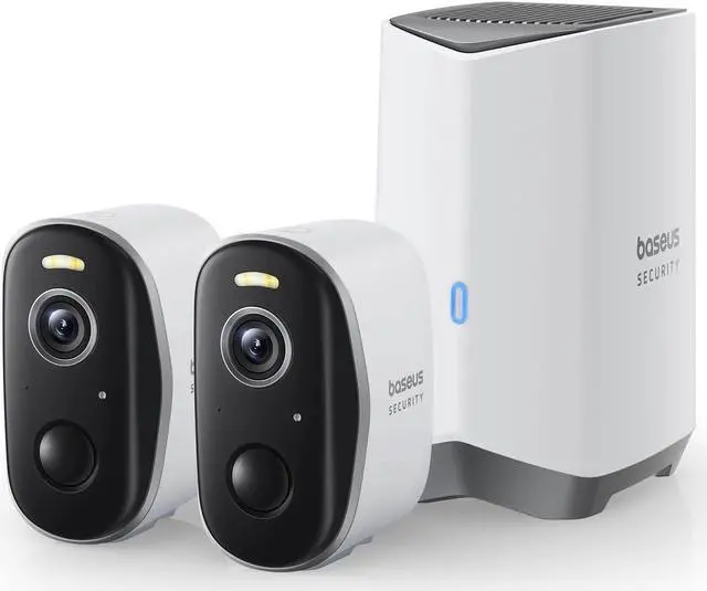 Main image of Baseus Wireless Cameras for Home Security, N1 2-Cam Kit with True 2K Clarity, No Monthly Fee, 16TB Expandable Local Storage, 210-Day Battery Life, Spotlight & Alarm, Works with Alexa and Google Home