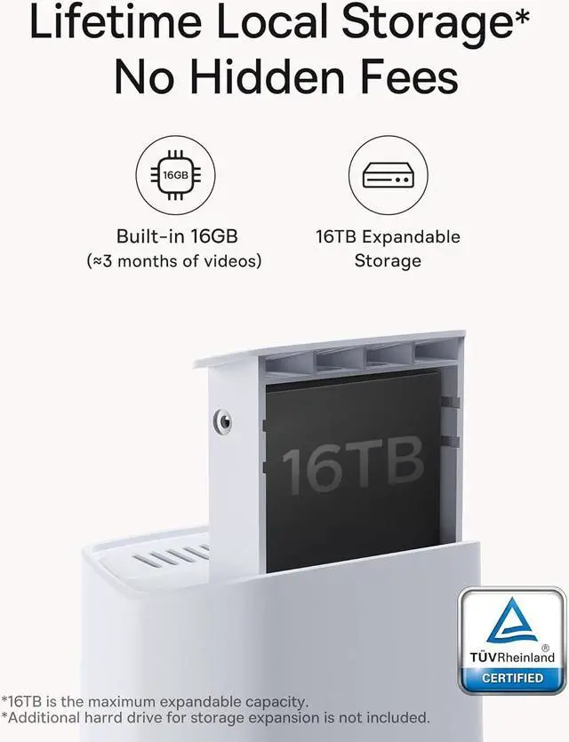 Alt view image 3 of 7 - Baseus Wireless Cameras for Home Security, N1 2-Cam Kit with True 2K Clarity, No Monthly Fee, 16TB Expandable Local Storage, 210-Day Battery Life, Spotlight & Alarm, Works with Alexa and Google Home
