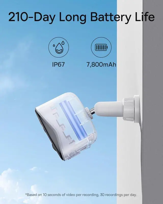 Alt view image 4 of 7 - Baseus Non Subscription Security Camera, N1 2-Cam Kit with 2K Clarity, No Monthly Fee, 16TB Expandable Local Storage, 210-Day Battery Life, Spotlight & Alarm, Works with Alexa/Google Home, Light Grey