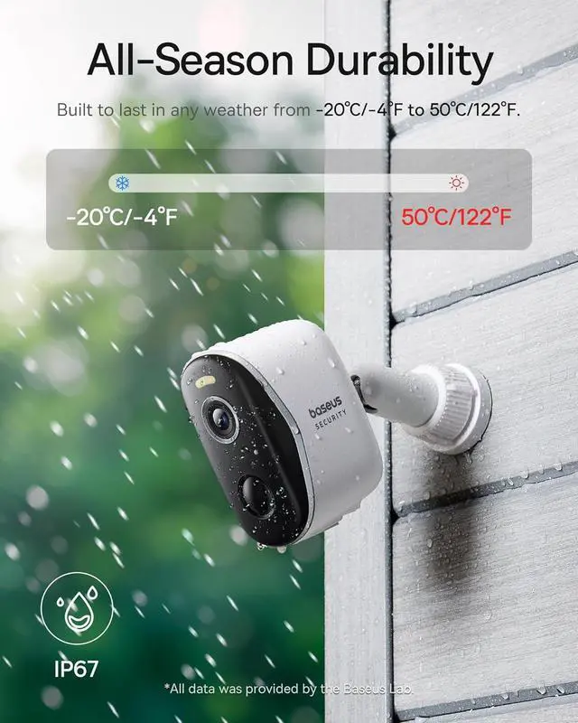 Alt view image 5 of 7 - Baseus Non Subscription Security Camera, N1 2-Cam Kit with 2K Clarity, No Monthly Fee, 16TB Expandable Local Storage, 210-Day Battery Life, Spotlight & Alarm, Works with Alexa/Google Home, Light Grey