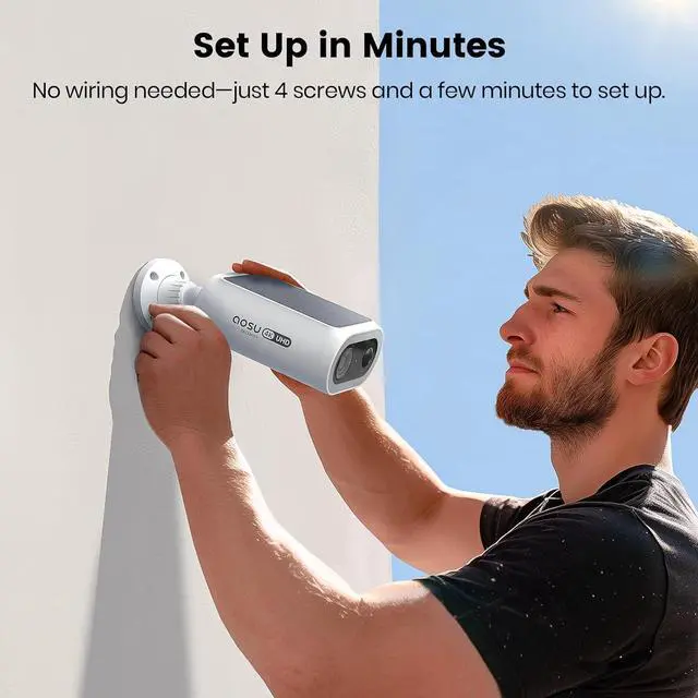 Alt view image 3 of 7 - AOSU SolarCam P1 Max, Solar Security Camera Wireless Outdoor, 4K UHD Camera for Home Security with Enhanced AI Detection for Fences & Parking, Integrated Solar Panel, Easy Setup, No Monthly Fees