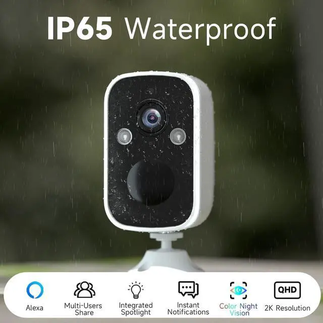 Alt view image 6 of 7 - 2Pack Security Cameras Wireless Outdoor, 2K Battery WiFi Surveillance Indoor Home Camera with AI Motion Detection Spotlight Siren Alarm, Color Night Vision, 2-Way Talk, Waterproof, Cloud/SD Storage
