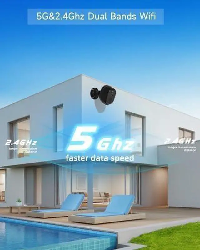 Alt view image 3 of 7 - 2PC Security Camera Wireless Outdoor, 5G/2.4G WiFi Cameras for Home Security, 2K Battery Powered Cameras with AI Detection,Color Night Vision, IP66, 2 Way Audio, Works Alexa&Google Assistant, Cloud/SD