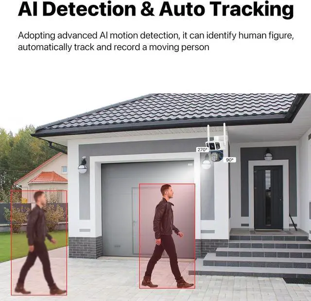 Alt view image 5 of 7 - VSTARCAM Outdoor Security Camera with Dual Lens Three Screens,3MP WiFi Camera Wired for Home Security with Spotlight to warn Off The unwelcome,Two Way Talk, 360° View, IP66, Cloud Storage