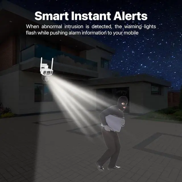 Alt view image 6 of 7 - VSTARCAM Outdoor Security Camera with Dual Lens Three Screens,3MP WiFi Camera Wired for Home Security with Spotlight to warn Off The unwelcome,Two Way Talk, 360° View, IP66, Cloud Storage