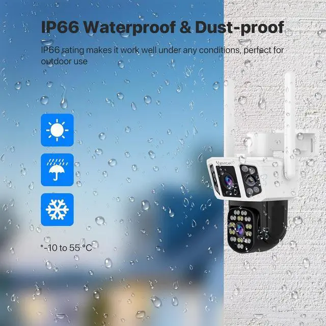Alt view image 7 of 7 - VSTARCAM Outdoor Security Camera with Dual Lens Three Screens,3MP WiFi Camera Wired for Home Security with Spotlight to warn Off The unwelcome,Two Way Talk, 360° View, IP66, Cloud Storage