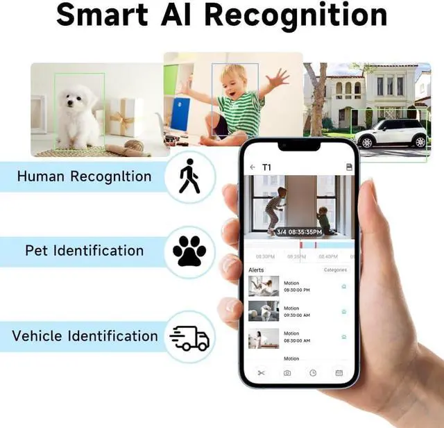Alt view image 4 of 7 - 2K Security Cameras for Home Security 4Pack,4MP WiFi Indoor Security Camera with Color Night Vision, Motion Detection, Two-Way Audio, Cloud & SD Card Storage, Compatible with Alexa & Google Assistant