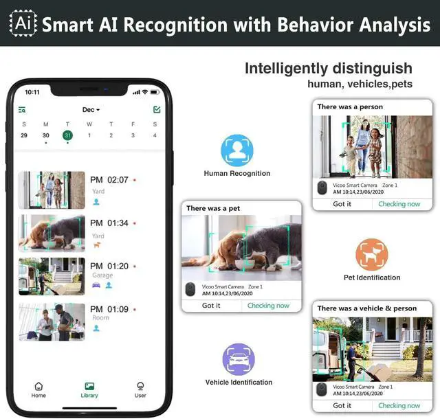 Alt view image 3 of 6 - DCT Magnetic Cameras for Home Security: No Drilling Instant Installation - Wireless WiFi Cam for Outdoor - Motion Detection - Color Night Vision - SD/Cloud Storage