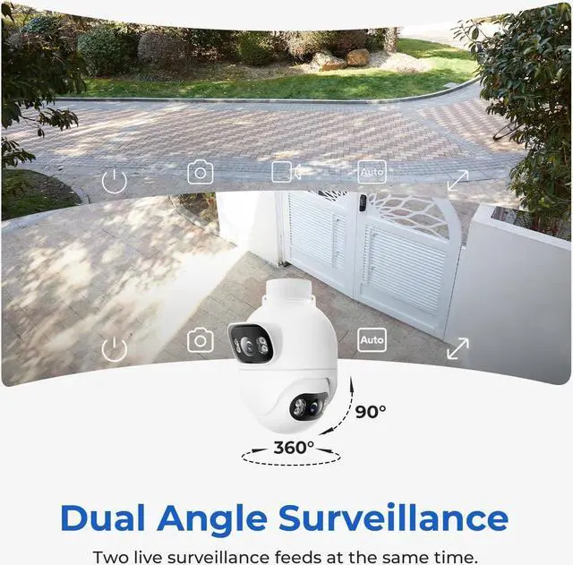 Alt view image 3 of 7 - IMILAB EC6 Dual 2K+2K Plug-in Outdoor Security Camera: Outdoor Camera for Home Security w/Motion Spotlight/Siren, Wired 360° Rotate Cam, Person Tracking, 24/7 Continuous Recording, Color Night Vision