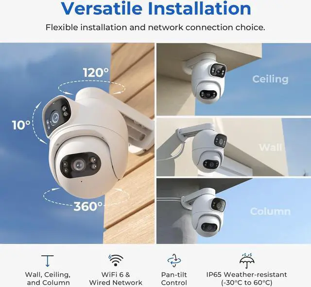 Alt view image 7 of 7 - IMILAB EC6 Dual 2K+2K Plug-in Outdoor Security Camera: Outdoor Camera for Home Security w/Motion Spotlight/Siren, Wired 360° Rotate Cam, Person Tracking, 24/7 Continuous Recording, Color Night Vision