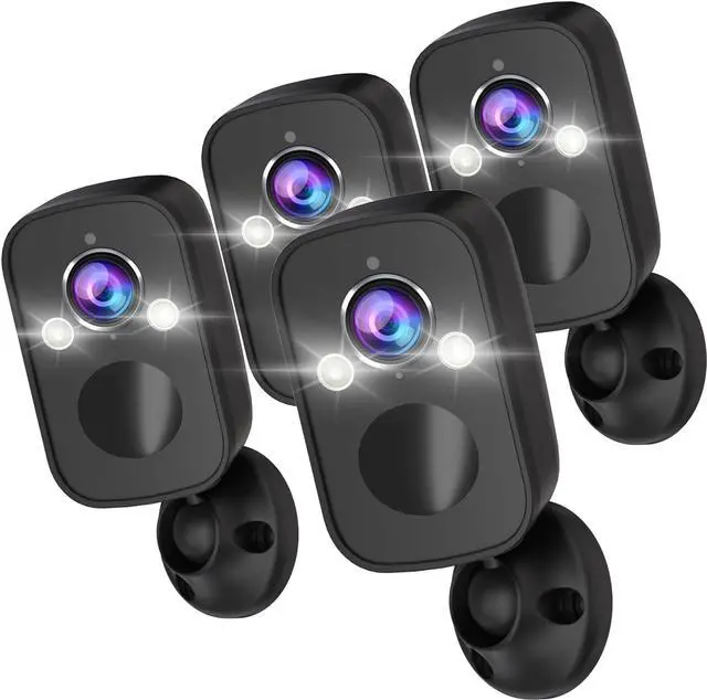 Main image of Rraycom 4Pack Security Cameras Wireless Outdoor for Home Security, 2K Battery Powered WiFi AI Motion Detection Spotlight Siren Alarm Security Camera, Color Night Vision, 2-Way Talk, Cloud/SD, w/Alexa