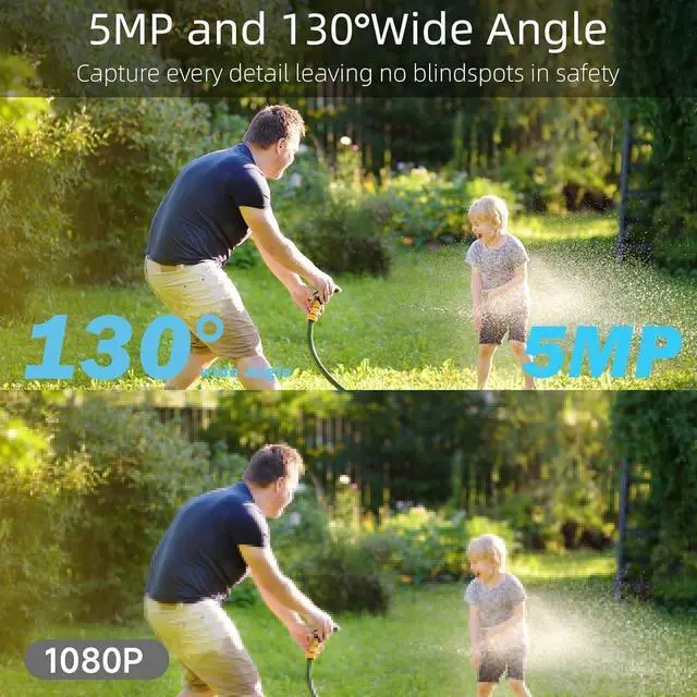 Alt view image 3 of 7 - Rraycom 5MP Security Cameras Wireless Outdoor with Solar Panel, 2PC Outdoor Camera Wireless with 130° FOV, Full-Color Night Vision, Spotlight Siren Alarm, 2-Way Audio, Cloud/SD, w/Alexa