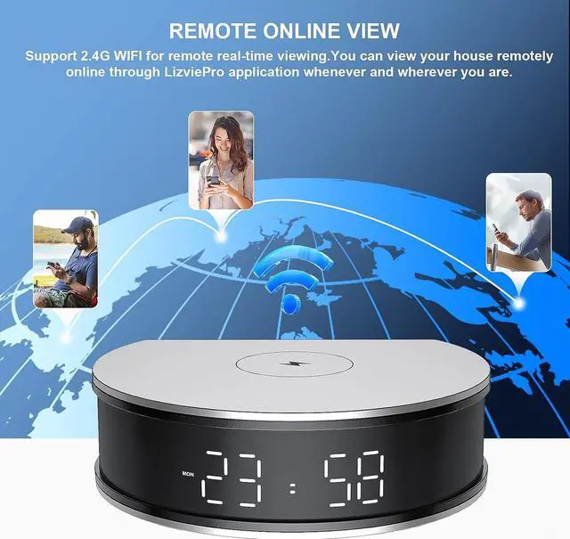 Alt view image 2 of 4 - LIZVIE Spy Hidden Camera Clock, FHD 1080P Hidden Camera Clock, Wireless WiFi Nanny Cam for Home Indoor Security, Night Vision