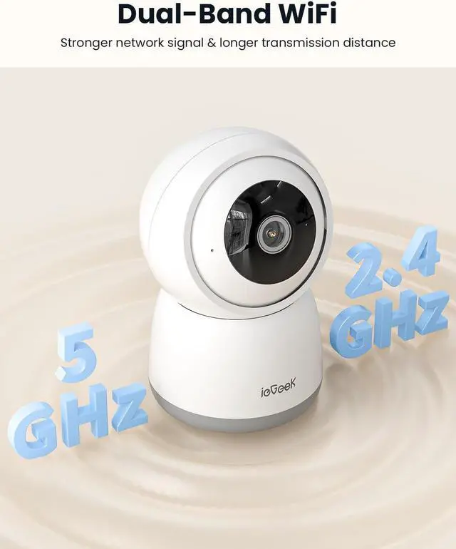 Alt view image 2 of 7 - ieGeek 2K Indoor Security Camera, 5G/2.4G WiFi Pet Cameras for Home Security, 360° Dog Cam w/Auto Tracking, Smart Motion Detection, Phone App, Baby Monitor, 3MP Night Vision, Works with Alexa(2 Pack)