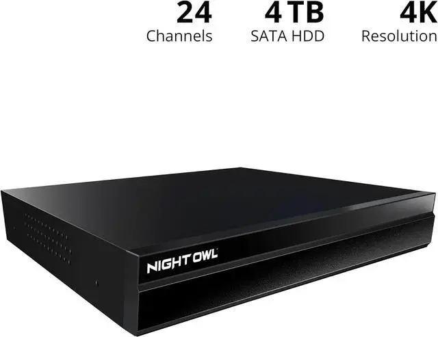 Alt view image 2 of 7 - Night Owl Power Over Ethernet 24 Channel NVR Video Home Security Camera System with 4TB Hard Drive (Add up to 16 Wired IP and 8 Wi-Fi Cameras)