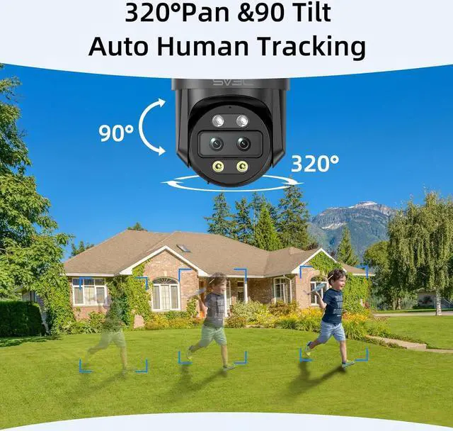 Alt view image 4 of 7 - SV3C 4K Dual Lens PTZ WiFi Security Camera Outdoor, Dual Band Auto Tracking ONVIF IP Camera, Color Night Vision, Human Vehicle Motion Detection, Waterproof, 24/7 Recording, Blueiris, Camhipro, Black
