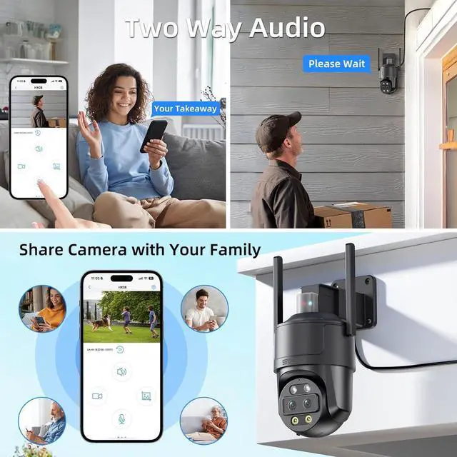 Alt view image 7 of 7 - SV3C 4K Dual Lens PTZ WiFi Security Camera Outdoor, Dual Band Auto Tracking ONVIF IP Camera, Color Night Vision, Human Vehicle Motion Detection, Waterproof, 24/7 Recording, Blueiris, Camhipro, Black
