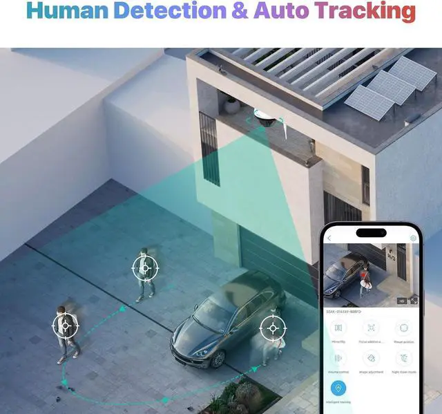 Alt view image 3 of 7 - SV3C 4K PTZ WiFi Wireless Dome Camera Outdoor, Security IP Camera Indoor 8MP with Auto Tracking, Infrared HD Night Vision, SD Card Record, Motion Detection, RTSP, FTP, Onvif Conformant, 2.4/5 GHz WiFi