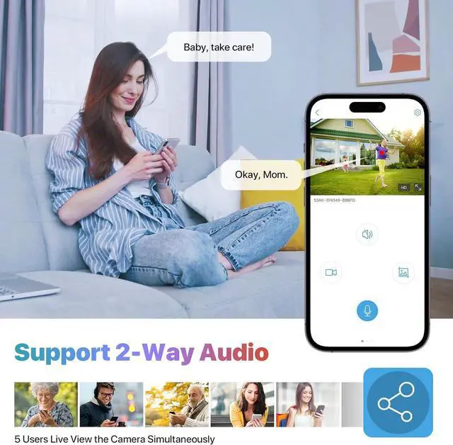 Alt view image 6 of 7 - SV3C 4K PTZ WiFi Wireless Dome Camera Outdoor, Security IP Camera Indoor 8MP with Auto Tracking, Infrared HD Night Vision, SD Card Record, Motion Detection, RTSP, FTP, Onvif Conformant, 2.4/5 GHz WiFi