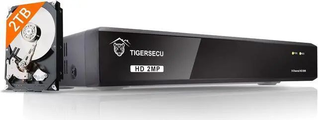 Main image of TIGERSECU Super HD 1080P 8 Channel DVR Security Recorder with 2TB Hard Drive, Hybrid 6-in-1 CCTV DVR Recorder Compatible with 2MP and 5MP TVI, AHD, CVI, CVBS, RS485 PTZ and IP Security Cameras