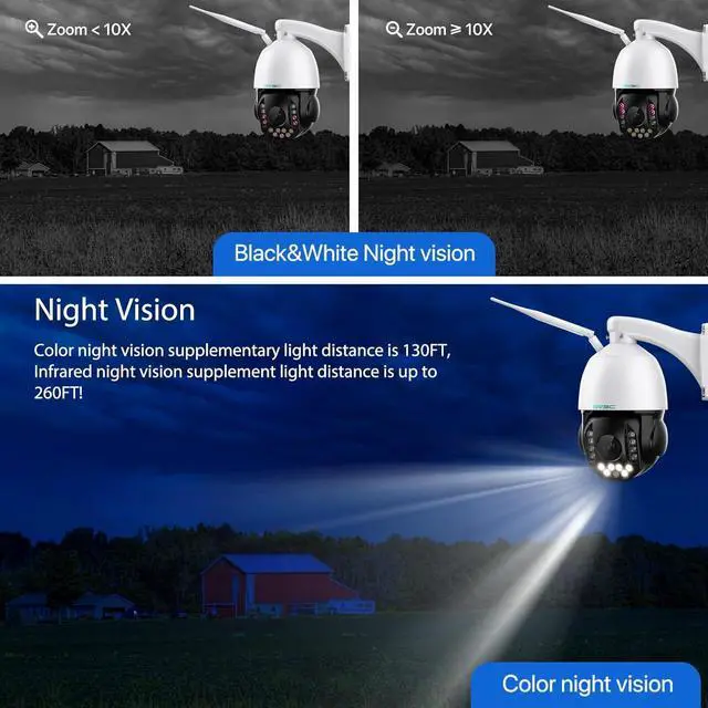 Alt view image 4 of 7 - SV3C 5MP PTZ Outdoor Security IP Camera with 20X Optical Zoom, Dual-Band WiFi, Human Detection, 2-Way Audio, Floodlight Color Night Vision, Full Metal Housing, Support ONVIF/RTSP, SD Card Recording