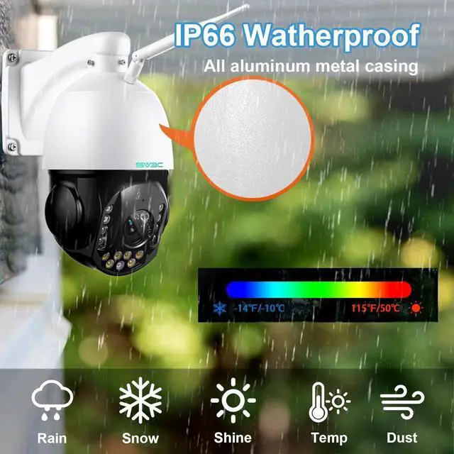 Alt view image 7 of 7 - SV3C 5MP PTZ Outdoor Security IP Camera with 20X Optical Zoom, Dual-Band WiFi, Human Detection, 2-Way Audio, Floodlight Color Night Vision, Full Metal Housing, Support ONVIF/RTSP, SD Card Recording