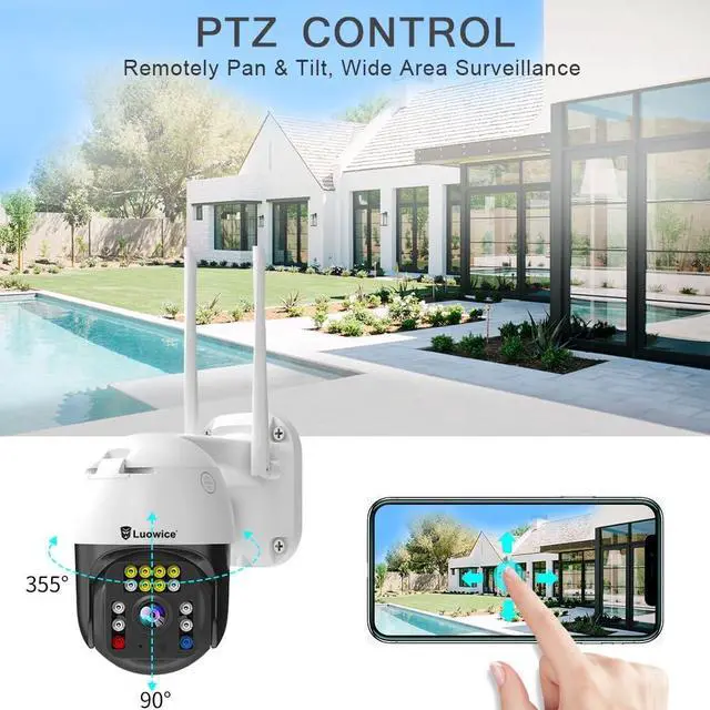Alt view image 3 of 7 - 8MP PTZ Security Camera Outdoor FHD WiFi IP Camera with Humaniod Detection, Auto Tracking, Color Night Vision, Pan and Tilt, Two Way Talk, Floodlight and Siren, Waterproof