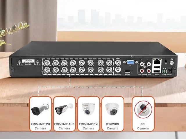 Alt view image 2 of 7 - TIGERSECU Super HD 1080P 16 Channel DVR Security Recorder with 4TB Hard Drive, Hybrid 6-in-1 CCTV DVR Recorder Compatible with 2MP and 5MP TVI, AHD, CVI, Analog, RS485 PTZ and IP Cameras