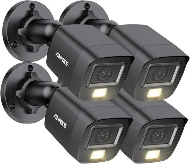 Main image of ANNKE UHD 3K Wired Add-on Security Camera (2960×1665), 4pcs CCTV Surveillance Cam with Built-in Mic, 2.8mm Lens (129° FOV) for 24/7 Video/Audio Recording, Smart Dual Light, 100ft Color Night Vision