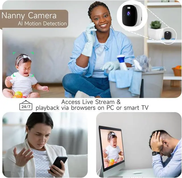 Alt view image 5 of 7 - 2K Indoor Security Cameras with Color Night Vision, WiFi Home Camera for 24/7 Recording, Cameras for Home Security, Dog Camera with AI Detection,2-Way Talk, Cloud&SD, Works Alexa&Google Assistant 4PCs