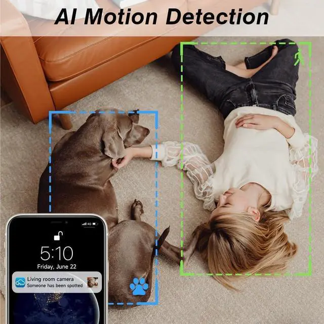 Alt view image 6 of 7 - 2K Indoor Security Cameras with Color Night Vision, WiFi Home Camera for 24/7 Recording, Cameras for Home Security, Dog Camera with AI Detection,2-Way Talk, Cloud&SD, Works Alexa&Google Assistant 4PCs