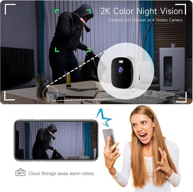 Alt view image 3 of 7 - 2K Indoor Security Cameras with Color Night Vision, WiFi Home Camera for 24/7 Recording, Cameras for Home Security, Dog Camera with AI Detection,2-Way Talk, Cloud&SD, Works Alexa&Google Assistant 4PCs