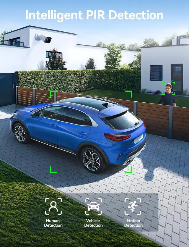 Alt view image 3 of 7 - FOSCAM 4K 8MP IP PoE Security Cameras Wireless Outdoor, V8EP Surveillance Camera for Home Security, 120° FoV, 20x Zoom, AI Detect Human/Vehicle, 66FT Color Night Vision,Siren Alert,2-Way Audio,IP66