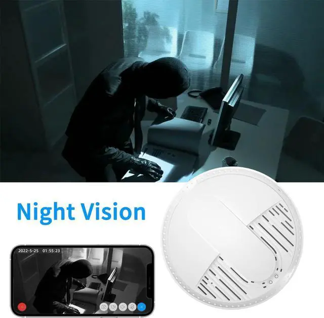 Alt view image 4 of 7 - LIZVIE Smoke Detector Camera, HD 1080P WiFi Camera with Night Vision and Motion Detection Surveillance Camera for Home/Office Security