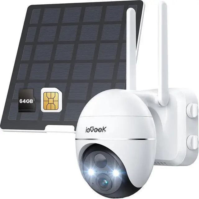 Main image of ieGeek 4G LTE Cellular Solar Security Camera Wireless Outdoor,No WiFi Battery Powered Cam with Solar Panel&Memory Card&SIM Card, Siren Alarm & Spotlight,AI Detection,2K Color Night Vision,US Version