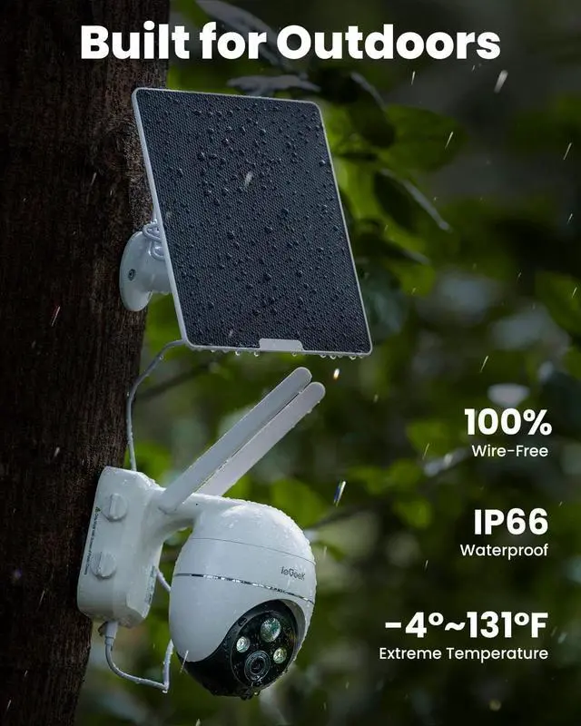 Alt view image 7 of 7 - ieGeek 4G LTE Cellular Solar Security Camera Wireless Outdoor,No WiFi Battery Powered Cam with Solar Panel&Memory Card&SIM Card, Siren Alarm & Spotlight,AI Detection,2K Color Night Vision,US Version