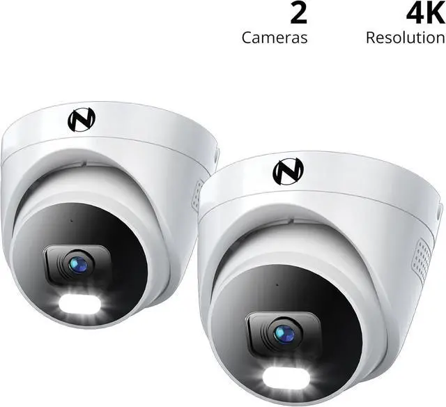 Alt view image 2 of 7 - Night Owl Add On Wired IP 4K HD Indoor/Outdoor Deterrence Dome Cameras with 2-Way Audio (2 Pack)