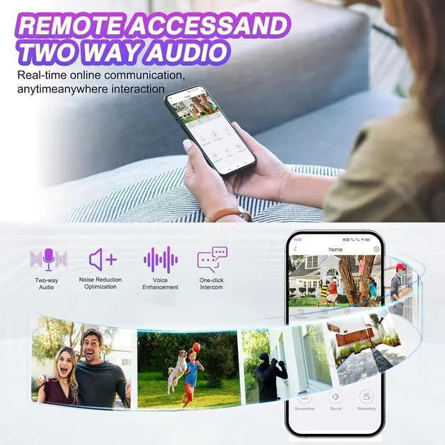 Alt view image 5 of 7 - 5MP PTZ Security System:CKK 4 PCS Wireless Cameras with 1TB HDD,10-Channel NVR,5G/2.4G WiFi, 2-Way Audio,4K Color Night Vision, Floodlights, Siren, AI Human Detection, Auto Tracking, 24/7 Surveillance