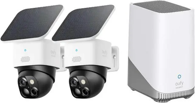 Main image of eufy Security SoloCam S340 2-Cam Pack with HomeBase S380 (HomeBase 3), Solar Security Camera, Wireless Outdoor Camera, 360° Pan & Tilt Surveillance, No Monthly Fee, HomeBase S380 Compatible