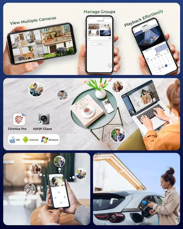 Alt view image 7 of 7 - Ctronics 5MP Solar Security Camera Outdoor Wireless, 6W Solar Panel, Sound-Light Alarm, PC/Phone Remote Control, Color Night Vision, PIR Human Detection, 128 TF/Cloud/FTP Storage
