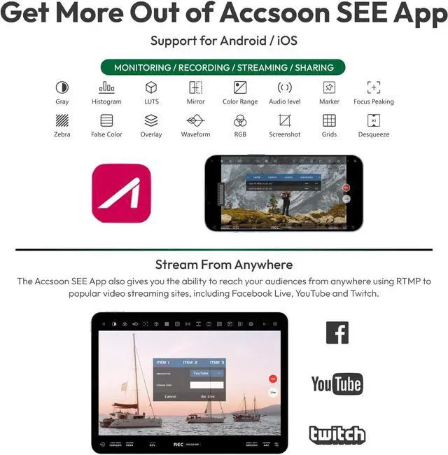 Alt view image 3 of 7 - Accsoon CineView Nano Wireless HDMI Video Transmitter, 1080P60 500ft Range 60ms Latency Wireless Camera Transmitter, Compatible with RS2/RS3/RS3 Pro/Go Pro/Switch, 4 APP iOS/Android Monitoring