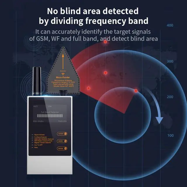 Alt view image 4 of 6 - Digi ProScan AI Quantum Privacy Counter Surveillance Bug Sweep Detector - Detects Hidden Cameras, GPS Trackers, Trojan Monitoring Devices, and More - Dual Speakers, High Sensitivity